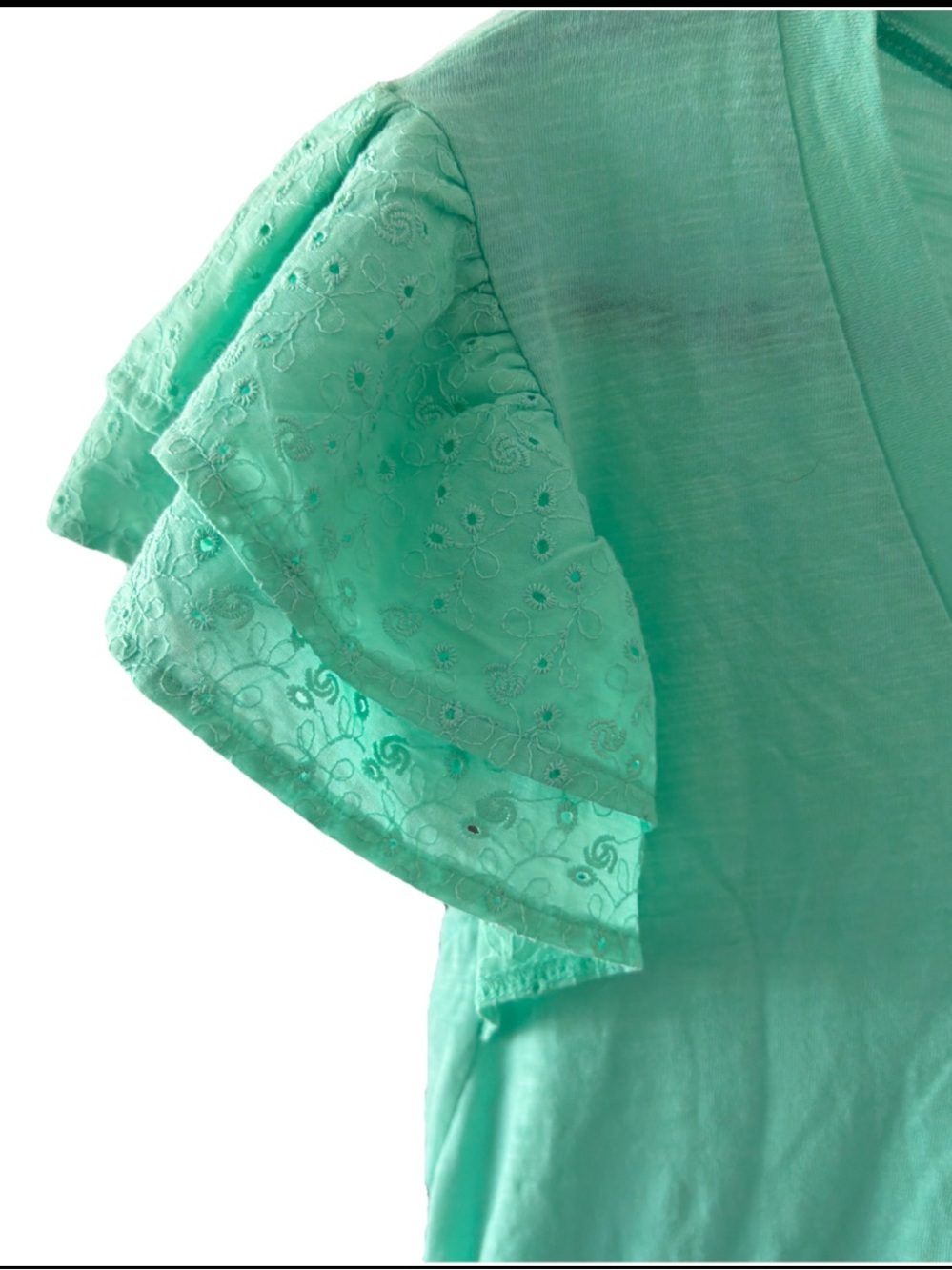 NWT Belle du Jour Shirt Size 0X Teal Short Eyelet Sleeve Soft 100% Cotton - Picture 4 of 7